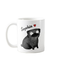 Tasse personnalisée Carlin noir, mug avec nom pers