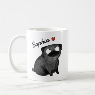 Tasse personnalisée Carlin noir, mug avec nom pers