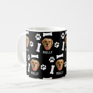 Tasse personnalisée chien photo & nom Noir