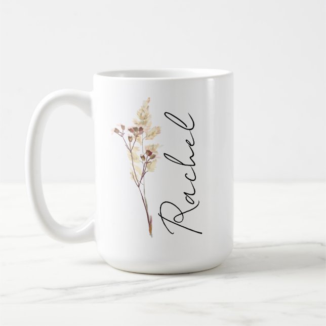 Tasse personnalisée Coquette Fleur de Naissance, M (Gauche)