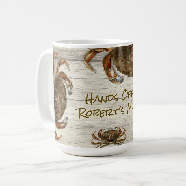 Tasse personnalisée Crabs de plage - Touche pas (Devant gauche)