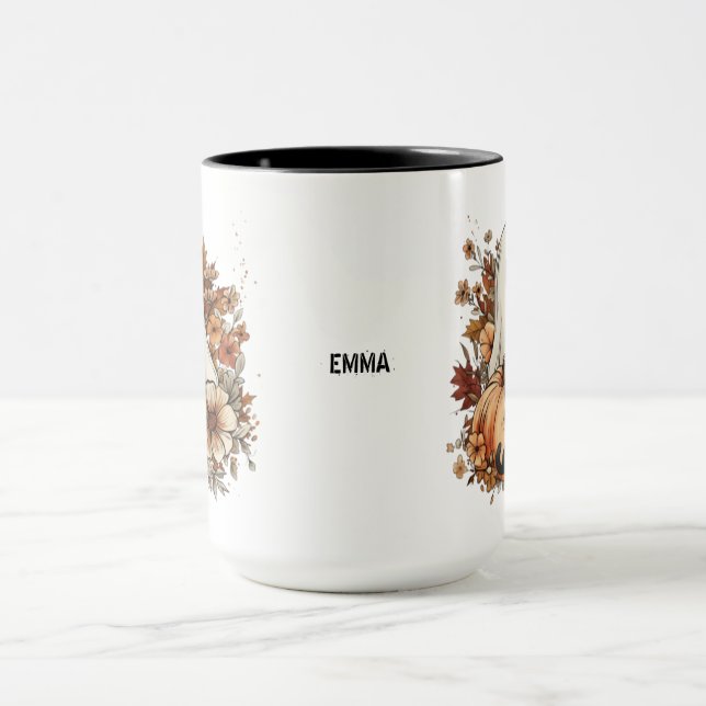 Tasse personnalisée d'automne avec fantôme mignon  (Centre)