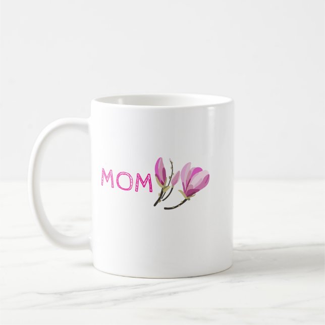Tasse personnalisée de fleur de naissance de café  (Gauche)