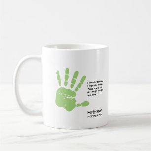 Tasse personnalisée de handprint d'enfant avec le