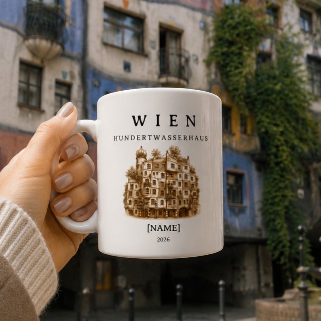 Tasse personnalisée de la Maison Hundertwasser de  (Dein Name. Dein Wien. Dein Hundertwasserhaus)