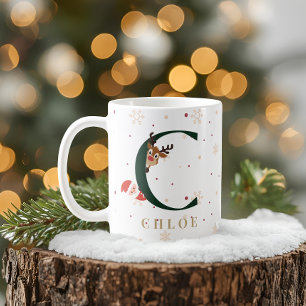 Tasse personnalisée de Noël avec monogramme C