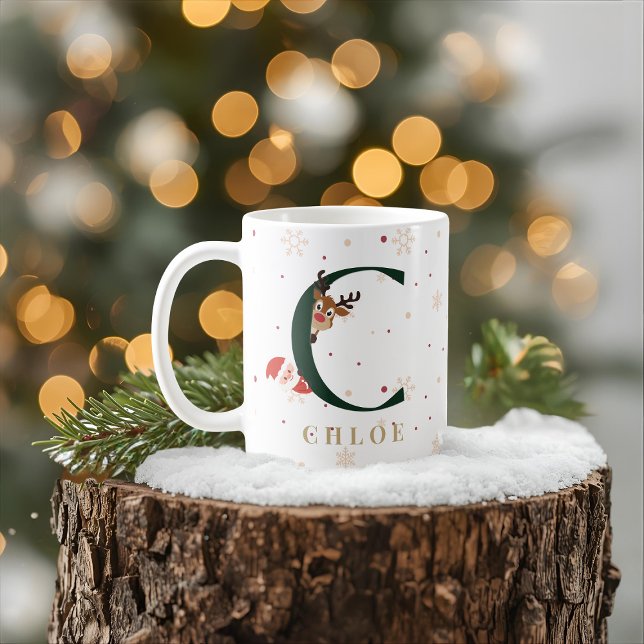 Tasse personnalisée de Noël avec monogramme C (Créateur téléchargé)