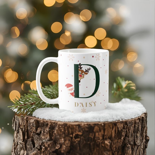 Tasse personnalisée de Noël avec monogramme D (Créateur téléchargé)