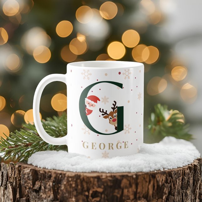 Tasse personnalisée de Noël avec monogramme G (Créateur téléchargé)