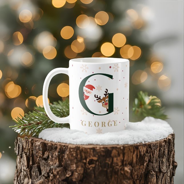 Tasse personnalisée de Noël avec monogramme G (Créateur téléchargé)
