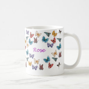 Tasse personnalisée de papillon - s'est levé