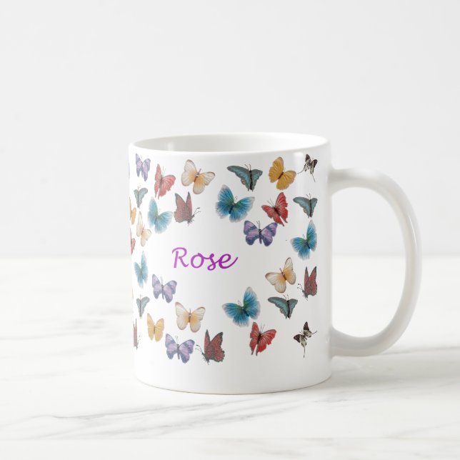 Tasse personnalisée de papillon - s'est levé (Droite)