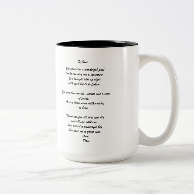 Tasse personnalisée "du marié à parent" (Droit)