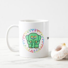 Tasse personnalisée éléphant mignon LGBTQ Fierté c