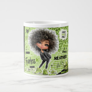 Tasse personnalisée fille aux cheveux afro vert ci