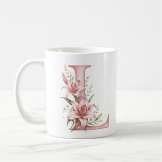 Tasse personnalisée Fleur de Lys Lettre L Florale
