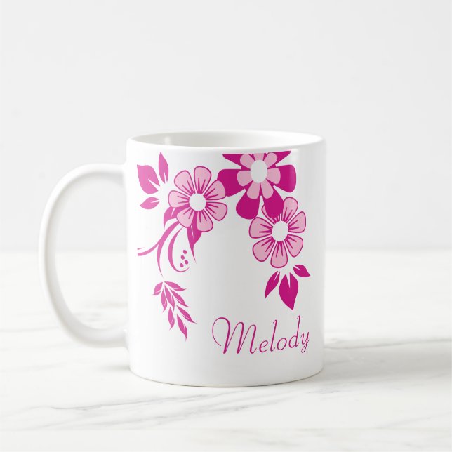 Tasse personnalisée Fleur Rose (Gauche)