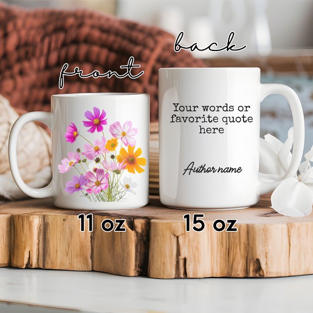 Tasse personnalisée Fleur sauvage pour femmes, mam (personalized text mug, Valentine’s Day gift, girlfriend gift, birthday gift for her, Mother’s Day)
