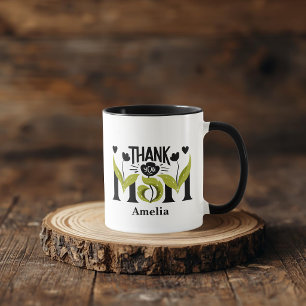 Tasse personnalisée fleurs Merci Maman