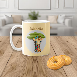 Tasse personnalisée Girafe dans la savane