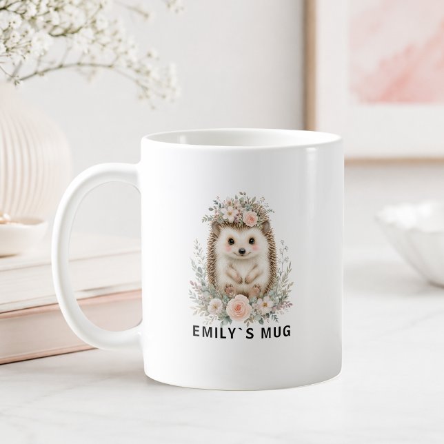 Tasse personnalisée Hérisson de la Forêt avec Nom (Custom Woodland Hedgehog Mug with Name)