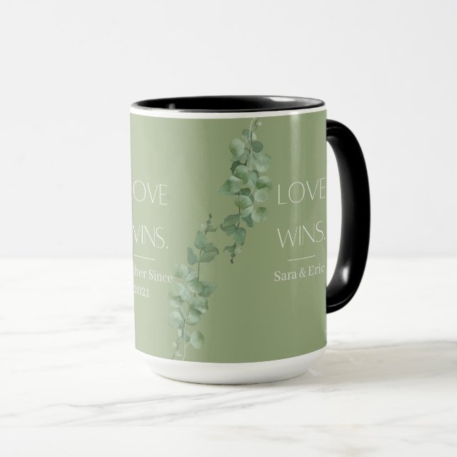 Tasse personnalisée "L'amour gagne" (Devant droit)