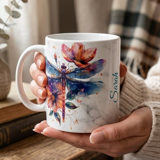 Tasse personnalisée libellule aquarelle (Créateur téléchargé)