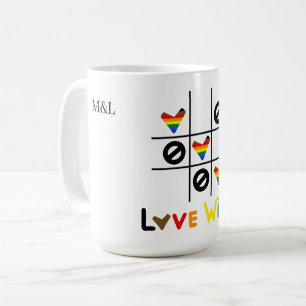 Tasse personnalisée Love Wins Tic Tac Toe LGBT Dat