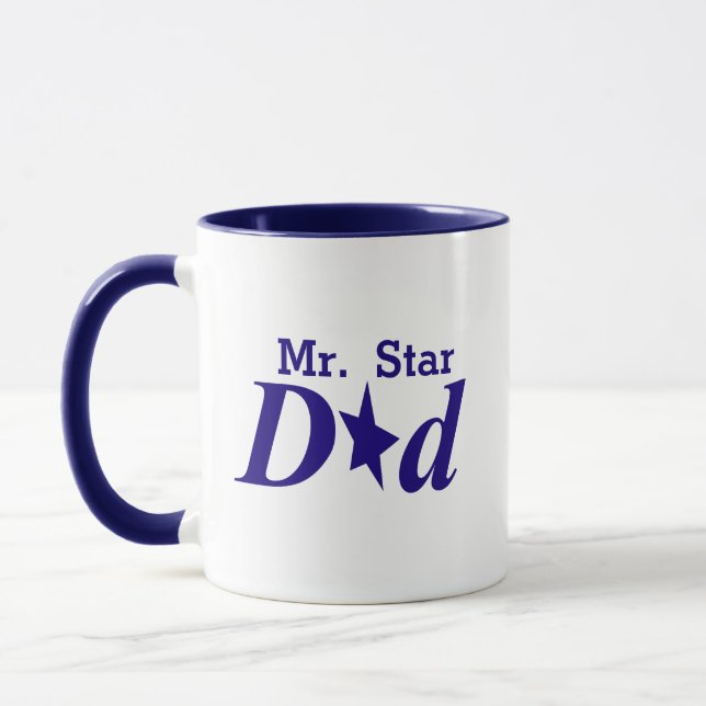Tasse personnalisée M. Star Dad bleue (Gauche)