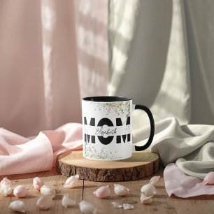 Tasse personnalisée MAMAN à motif floral élégant