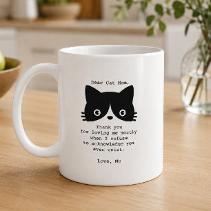 Tasse Personnalisée Maman Chat Drôle Noir Blanc