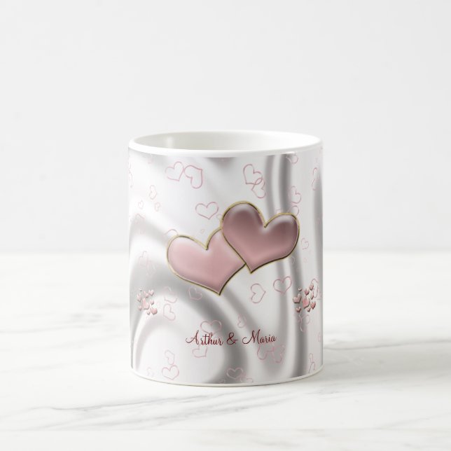 Tasse personnalisée mignonne de coeur rose (Centre)