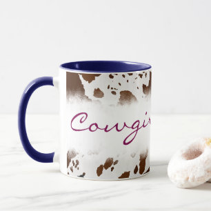 Tasse personnalisée motif cuir de vachette western