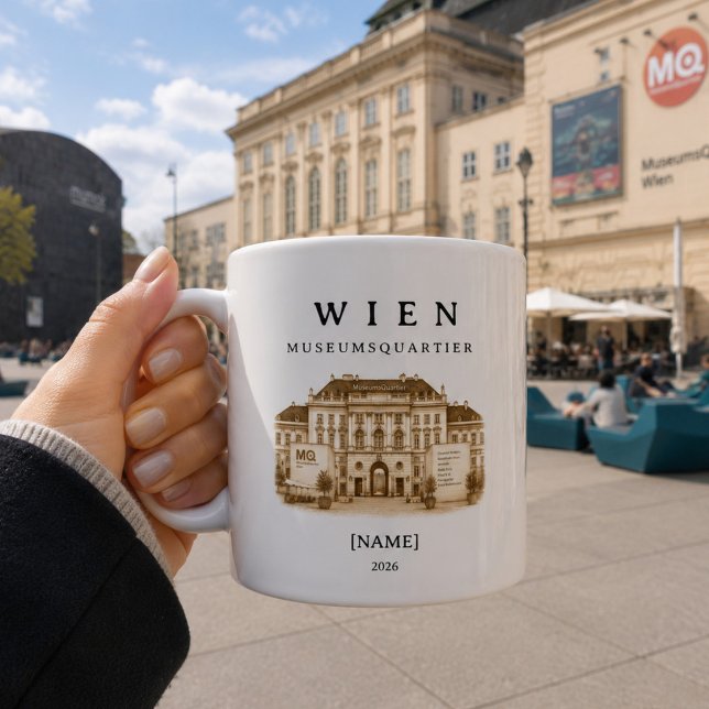Tasse personnalisée Musée de Vienne | Nom  (Wien MuseumsQuartier erleben – dein personalisierter Becher mitten im kreativen Herzen der Stadt)