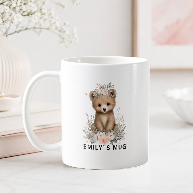 Tasse personnalisée Ourson de la Forêt avec Nom (Custom Woodland Bear Mug with your Name)