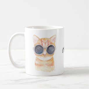 Tasse personnalisée par chat drôle mignon nommé