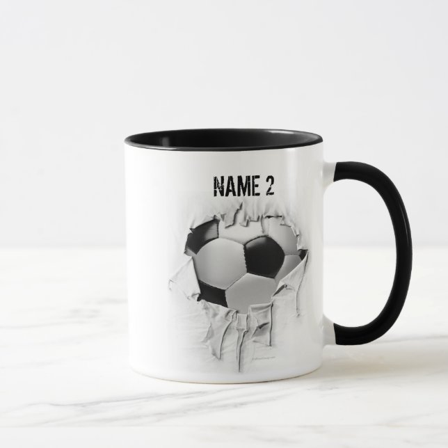 Tasse personnalisée par football déchirée (Droite)