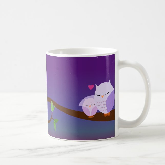 Tasse personnalisée par hiboux somnolents (Droite)