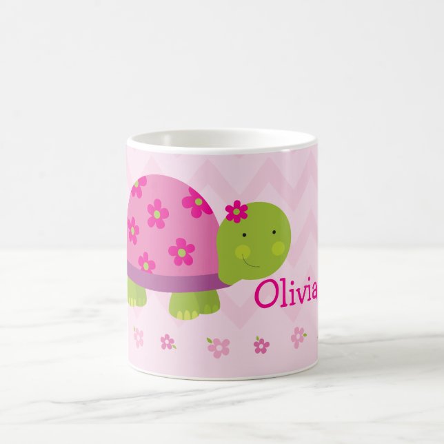 Tasse personnalisée par rose mignon de tortue pour (Centre)