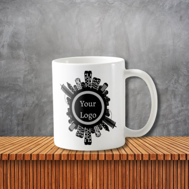 Tasse personnalisée pour agent immobilier - Skylin (Custom Real Estate Agent Mug - Building Skyline - Personalized Logo Coffee Cup for Realtors)
