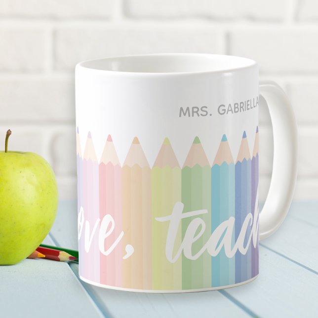 Tasse personnalisée pour enseignant 'Vivre Aimer E (Créateur téléchargé)