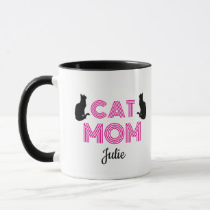 Tasse personnalisée pour maman de chat avec silhou