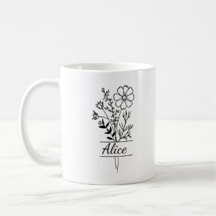 Tasse personnalisée Prénom et fleurs