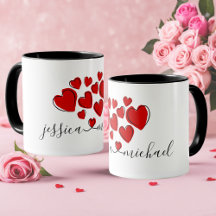 Tasse personnalisée romantique Love & Hearts