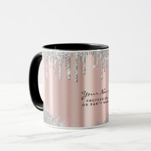 Tasse personnalisée Rose Gold Argent Paillettes Co