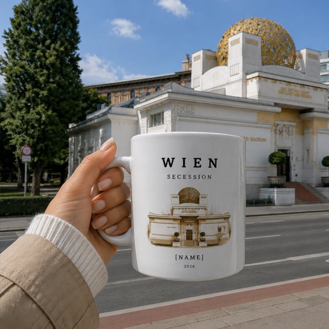 Tasse personnalisée Sécession viennoise | Nom & An (Deine personalisierter Tasse direkt an der Straße dieses ikonischen Bauwerks)