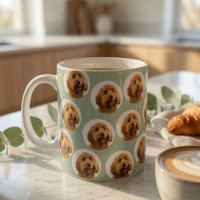Tasse personnalisée vert sauge avec visage d'anima