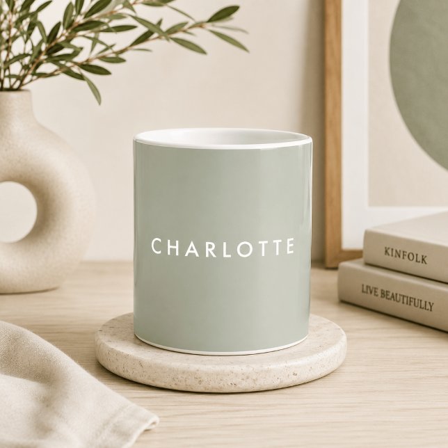 Tasse personnalisée vert sauge moderne (Créateur téléchargé)