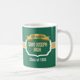 Tasse personnalisée Verte pour 50e réunion de clas