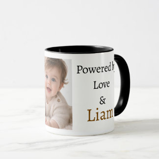 Tasse Photo avec Nom Personnalisé et 'Alimenté par